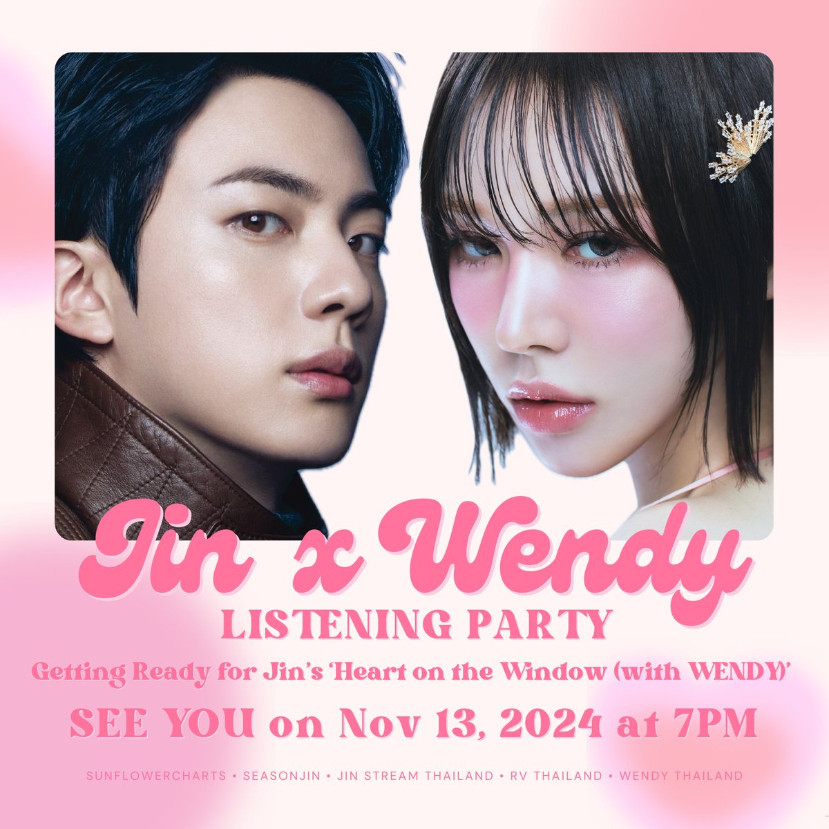 WENDYTHAILAND's tweet photo. ˓ #Jin x #WENDY Listening Party ˒
💃🏻🕺🏻🎵

เชิญชวนลัฟวี่และอาร์มี่มาเตรียมความพร้อมสำหรับ ‘Heart on the Window’ ของจิน (BTS) ที่เวนดี้ (Red Velvet) ของเราร่วมคอลแลป

มาวอร์มอัพการสตรีมกัน!💜💙 
🗓️วันนี้ 13 พ.ย.
⏰19:00 - 22:00 น.
🎧Stationhead: https://t.co/OtYMjVDvrW

#Jin_Happy #Jin_RunningWild #Jin_IllBeThere #WENDY #웬디 #RedVelvet #레드벨벳 @RVsmtown