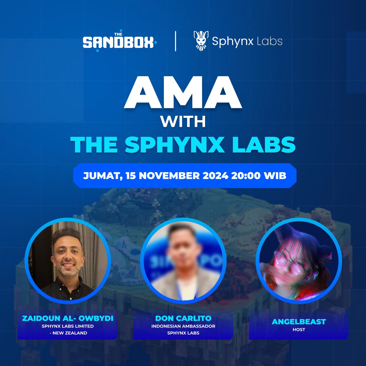 Hi, #SandFam👋 
Hari Jumat, 15 November 2024 pukul 20:00, kita akan ngobrol bareng @sphynxlabs. Jangan lupa hadir ya, akan ada hadiah 200 $SAND untuk pendengar yang beruntung! Sampai jumpa! 

Link Space: x.com/i/spaces/1OyJA…