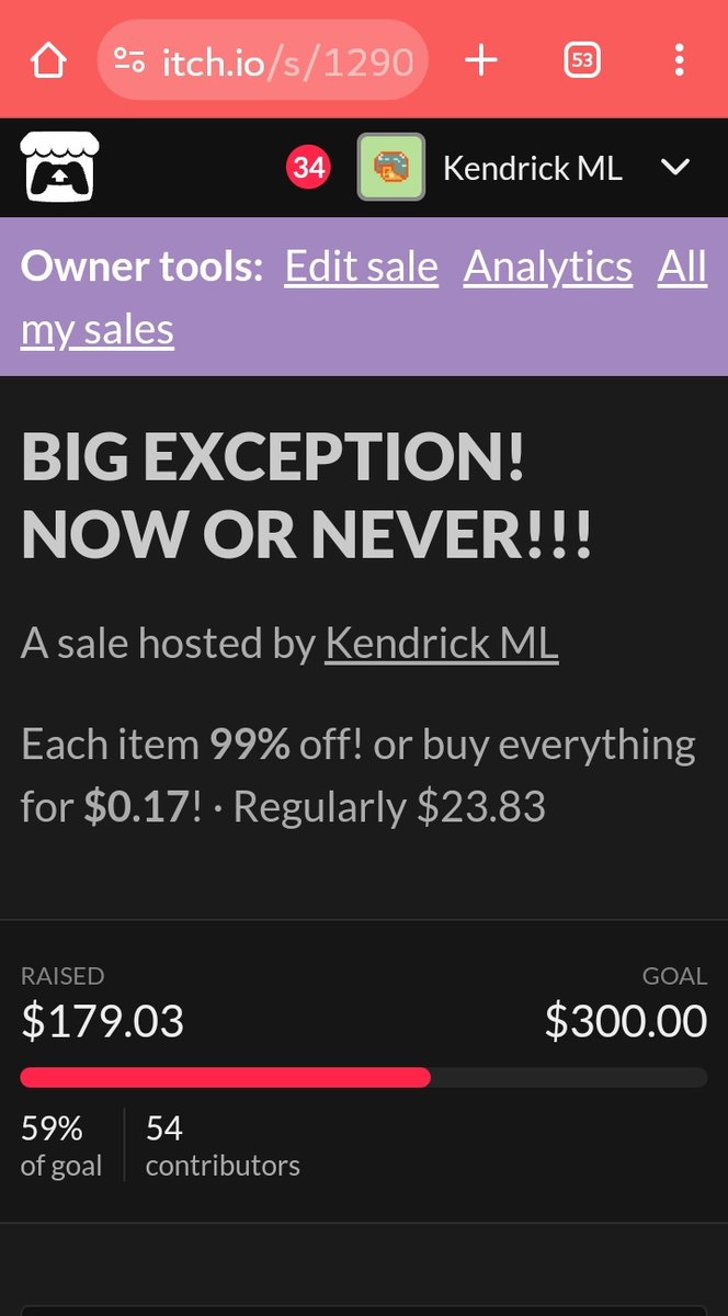 🚨From $23.83 to $0.17 On all my asset for few days!   (please help other gameDevs by reposting massively!) People keep taking advantage of this! GameDevs, let your friends enjoy it too everything’s happening on <a href="/itchio/">itch.io</a>! Download link pinned on my profile!
#gamedev #PixelArt