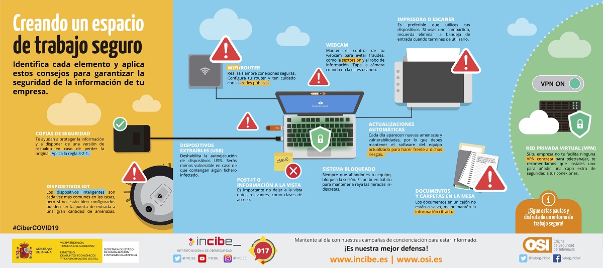 ➡️ #Teletrabajo Creando un espacio de trabajo seguro 
➡️ Consejos y recomendaciones para negocios <a href="/INCIBE/">INCIBE</a> #Ciberseguridad <a href="/osiseguridad/">Oficina de Seguridad del Internauta</a> cutt.ly/9xbU6Uj