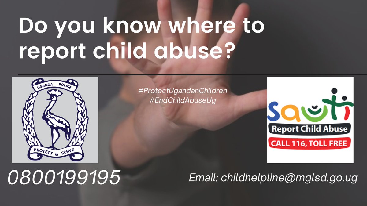 YAyesige's tweet image. Silence allows abuse to continue. Take a stand today and report child abuse to @PoliceUg @BalaamAteenyiDr @Mglsd_UG @CNtabadde @UNICEFUganda 
#ProtectUgandanChildren #EndChildAbuseUg #MakComms @snamso