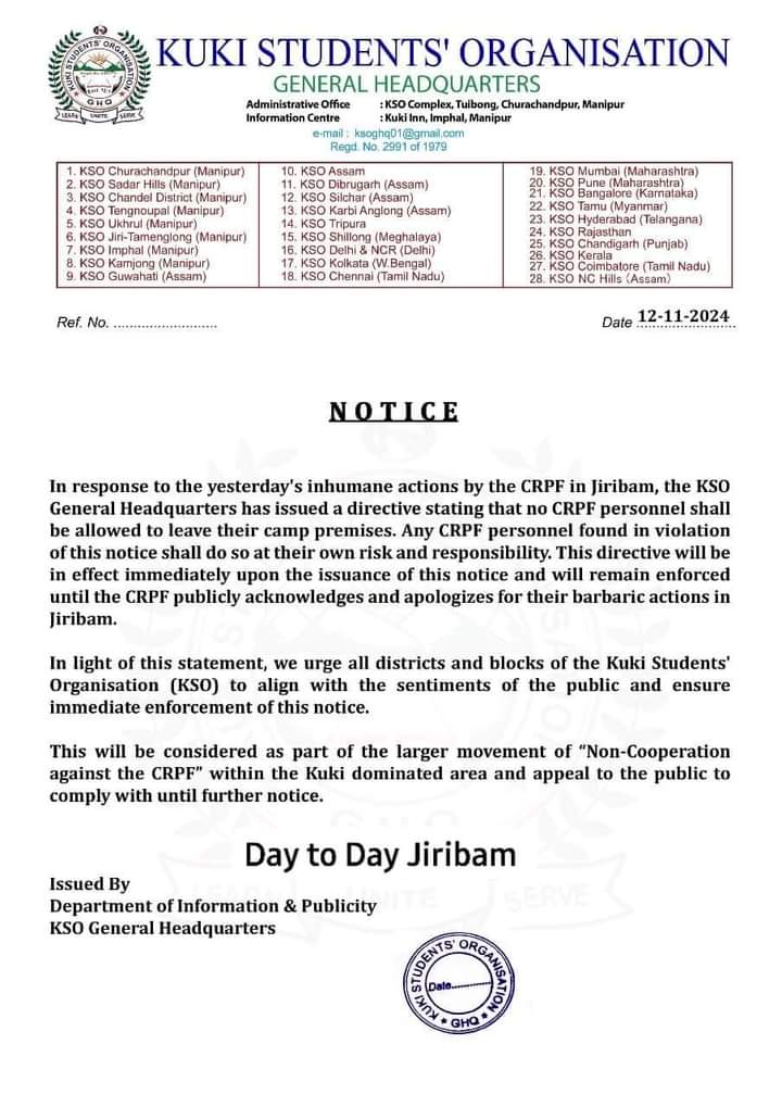 Wow..I mean simply wow just because CRPF foiled the attempts of the Kuki terrorist. Very reason why NRC base year should be 1951 . All illegal kukis should be driven out . They are not Law FYI 
#KukiTerroristAttack 
#KukiWarCrimes
