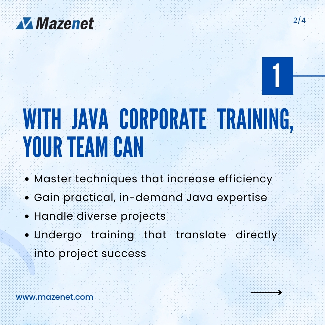 Maze_net's tweet photo. Boost Your Team’s Java skills with Mazenet’s Corporate Training Program!
Join the ranks of leading companies who trust Mazenet to upskill their teams in Java.

Are you ready to boost up potential? Let’s talk!
Call us on : 7397723052, Mail us on: Info@mazenetsolution.com https://t.co/XLmXk2aICl