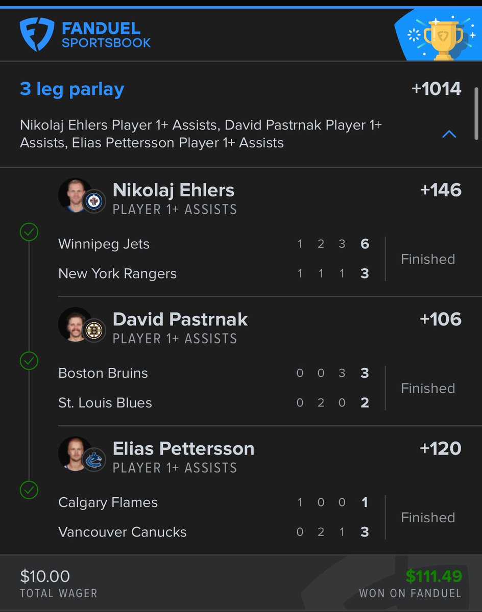 DeathRowDegen's tweet photo. NHL is the best sport to bet on🚀
Prove me otherwise #Fanduel https://t.co/OFAPJC0Viu