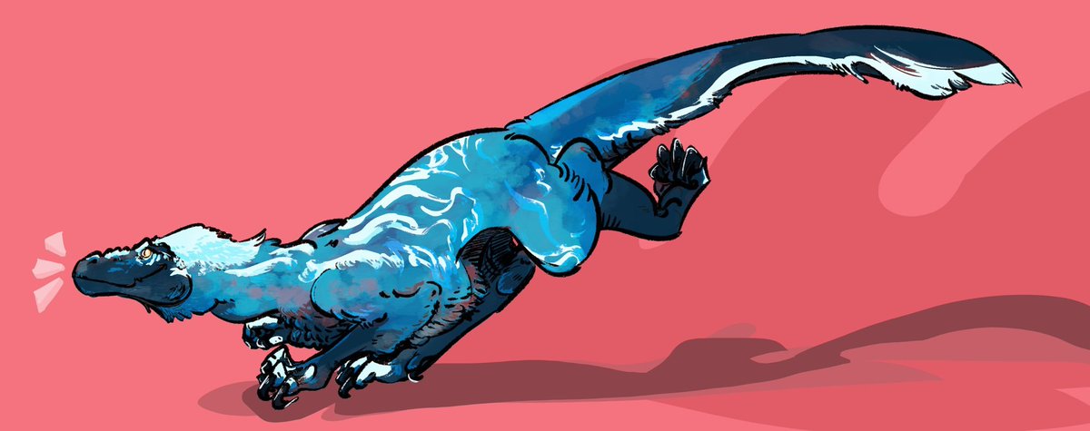peltyfluff's tweet photo. Dino doodle of my yutyrannus, Toaster, from #pathoftitans ! https://t.co/R7GVPlAntL