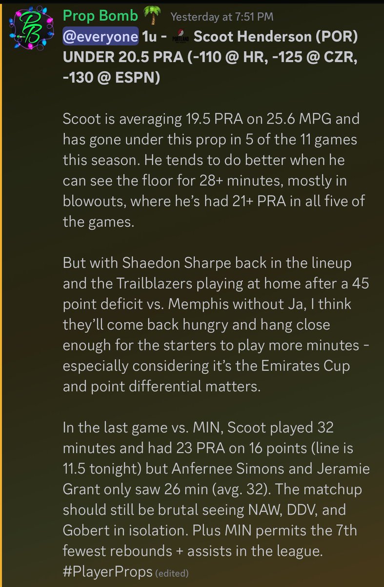PropBomb's tweet photo. 1 MONTH TO SOMEONE WHO LIKES ⬇️

BRING OUT THE BROOMS!!! 🧹

NBA goes 5-0 +5.00U💰
✅ 1u - Horford U8.5 PTS 
�� 1u - B. Lopez O12.5 PTS
✅ 1u - KAT O10.5 REB
✅ 1u - G. Allen O11.5 PTS
✅ 1u - S. Henderson U20.5 PRA

Big Tuesday Night for Discord!
YTD: 76-33 +38.38U [+29.69% ROI] https://t.co/0uXBkNOY37