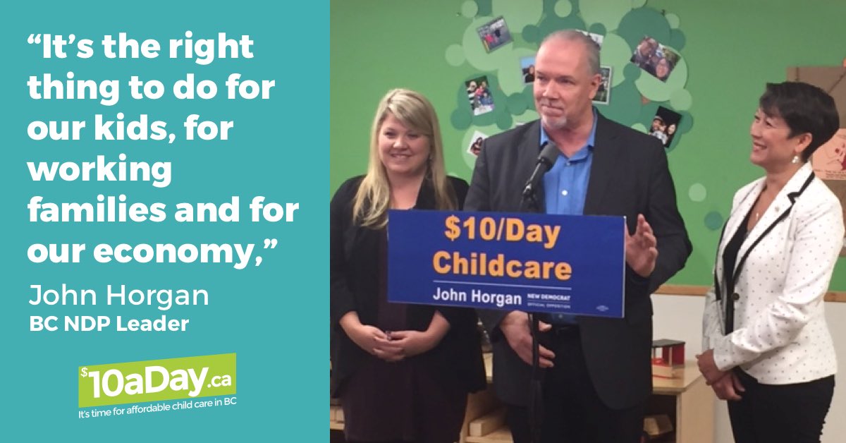 Back in 2016 John Horgan made it clear he was a child care advocate. The first political leader in BC who wisely committed that if elected he’d implement the $10aDay Child Care Plan.  It’s a significant and positive part of his legacy as Premier. #bcpoli