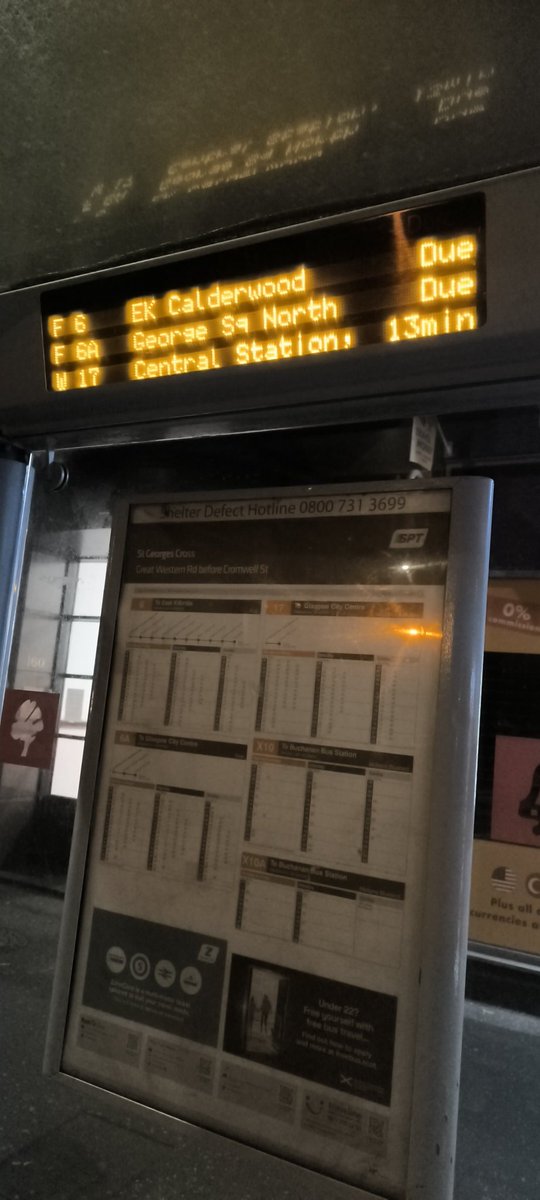 Elena (@elenacgg19) on Twitter photo Hi <a href="/FirstinGlasgow/">First Glasgow</a> ; I'm not sure if you're the right people to tell you this, but just so you know, the bus stop St Georges Cross - Great Western Rd before Cromwell St has not been working for 1 week, with the same times on the screen... Hi <a href="/FirstinGlasgow/">First Glasgow</a> ; I'm not sure if you're the right people to tell you this, but just so you know, the bus stop St Georges Cross - Great Western Rd before Cromwell St has not been working for 1 week, with the same times on the screen...