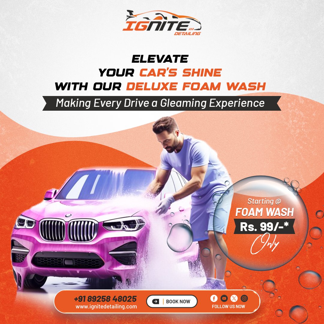 Ignitedetailing's tweet photo. Elevate your car's shine with our deluxe foam wash making every drive a gleaming experience.

📱 For any Enquiry Contact -: +91-89258 48025
🌐 Website: https://t.co/kYrOUH0QtY
#carandbikewash #velloreservices #bikefoamwash #bikewash #bikedetailing #cardetailing #detailing https://t.co/jGvDM3I2uo