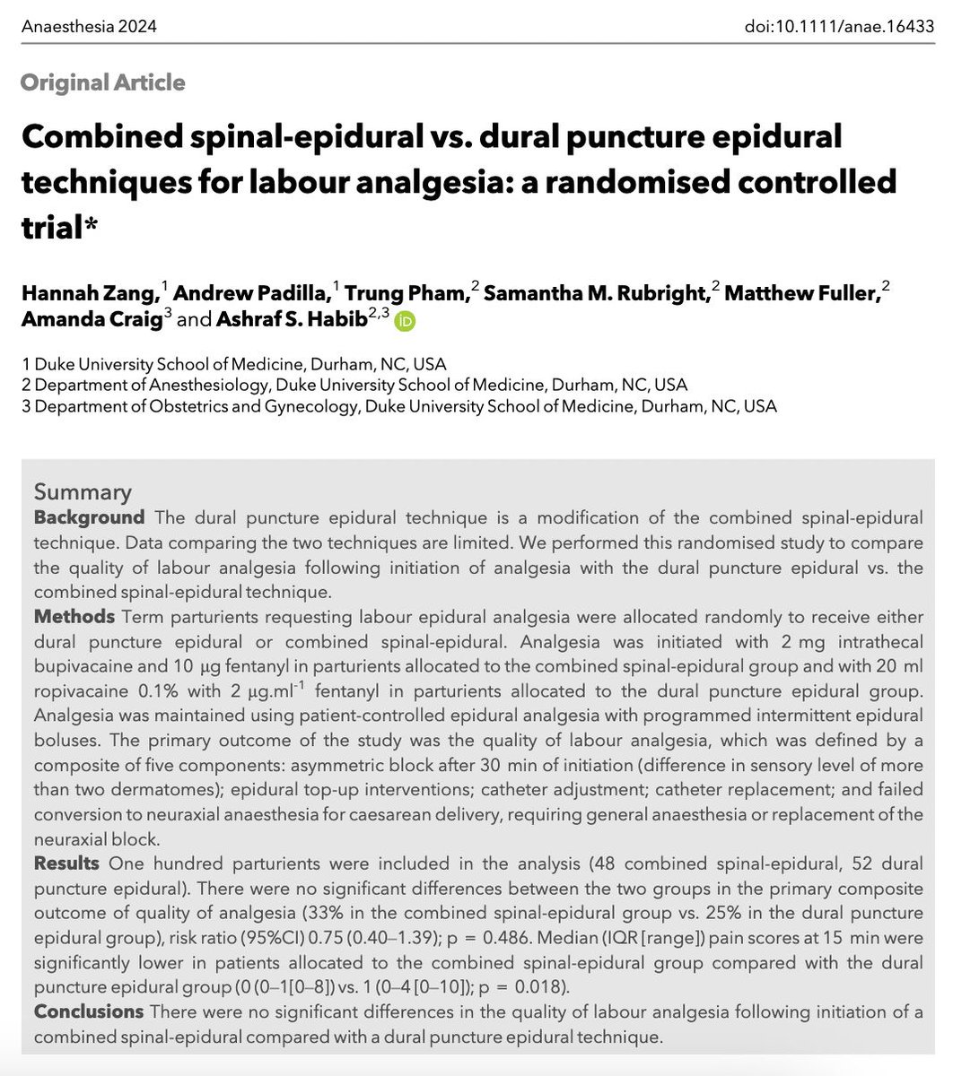 Anaes_Journal's tweet photo. Combined spinal-epidural vs. dural puncture epidural techniques for labour analgesia: a randomised controlled trial

https://t.co/dm4Y2ObLz8 https://t.co/6LV7NypTyP