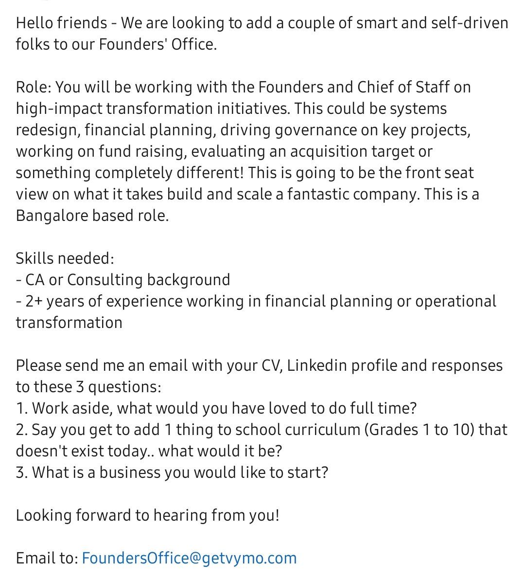 _GigHub's tweet photo. #HIRINGNOW 
Founders Office Role https://t.co/olAPDeAjtf