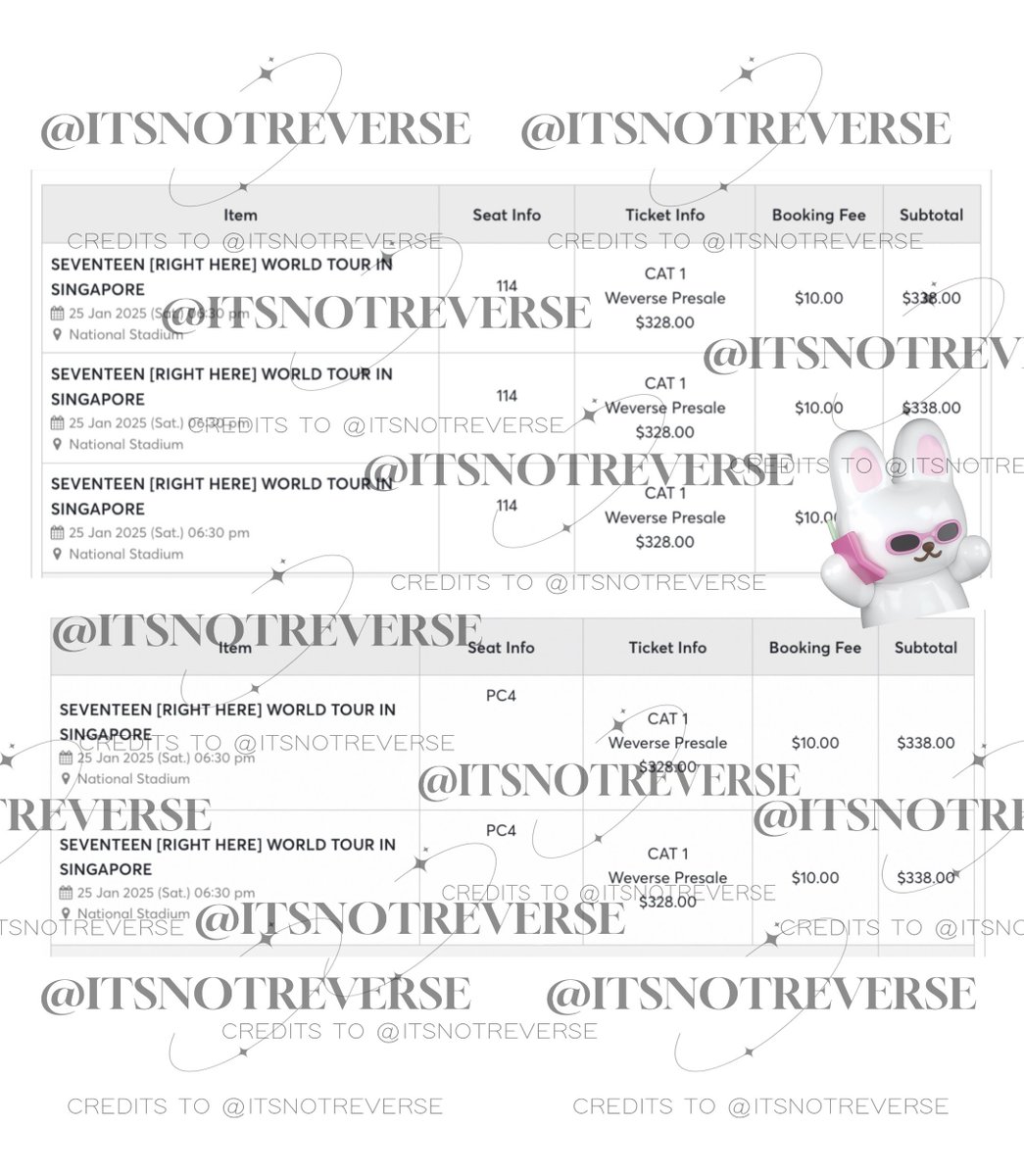 itsnotreverse's tweet photo. ✨Success for #SEVENTEEN_RIGHT_HERE_IN_SG ✨

🎟️ 5x Cat 1 secured! 🥹🙏🏻 https://t.co/j6fcdNadg6