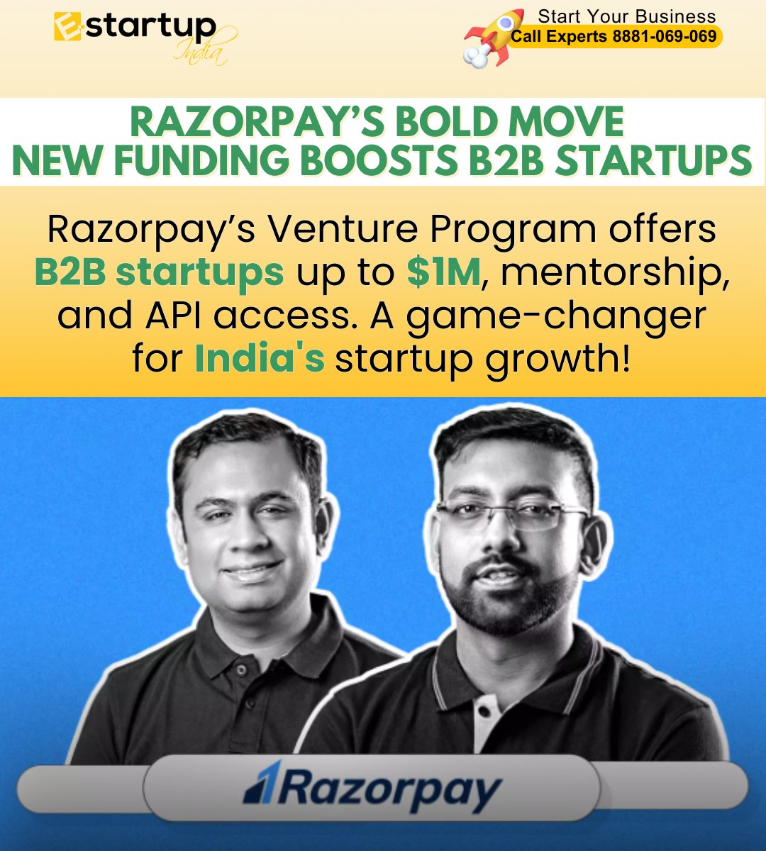 e_STARTUP_India's tweet image. Empowering the next wave of B2B innovation! 💡 Startup growth with funding, mentorship, and tech support. Ready to scale your business?

#startupsolution #startupsuccess #businesstips #businessowner #taxfreewealth