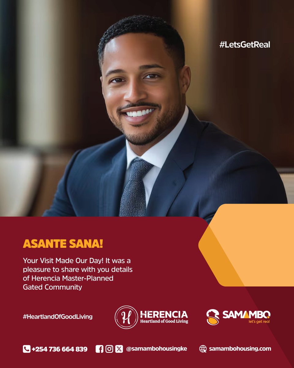 SamamboHousing's tweet photo. Your Visit Made Our Day! It was a pleasure to share the Herencia Master-Planned  Gated Community details at the 36th Kenya Homes Expo.  @TheKenyaHomesExpo 
 #samambohousing #realestate #herencia #gatedcommunity #investment #home #thika #nairobi #kiambu https://t.co/uIOIWOqoiN