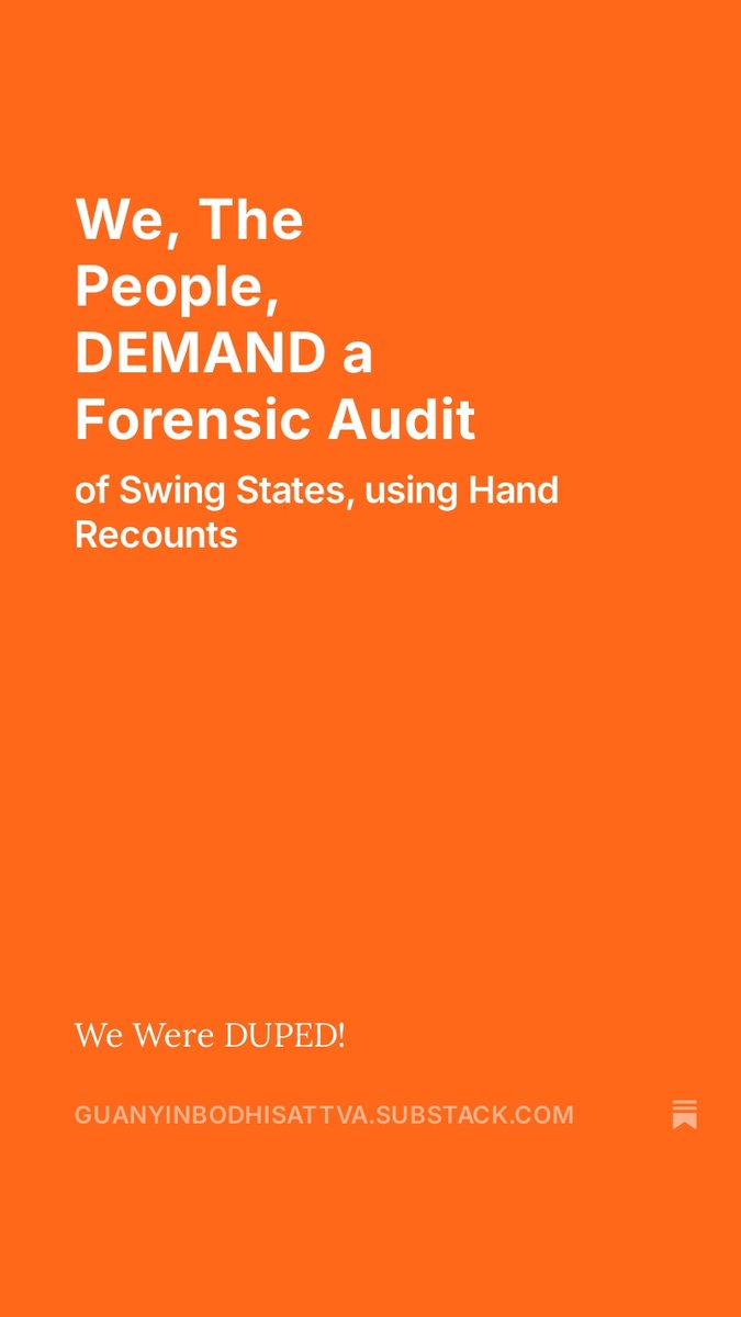 1JustBreathing's tweet image. My substack Article
substack.com/home/post/p-15…… 
Join me over there!
Please Follow me there:
substack.com/@guanyinbodhis…
#TrumpCheated #Recount #ForensicAuditSwingStates #HandRecount #HandRecountPennsylvania2024