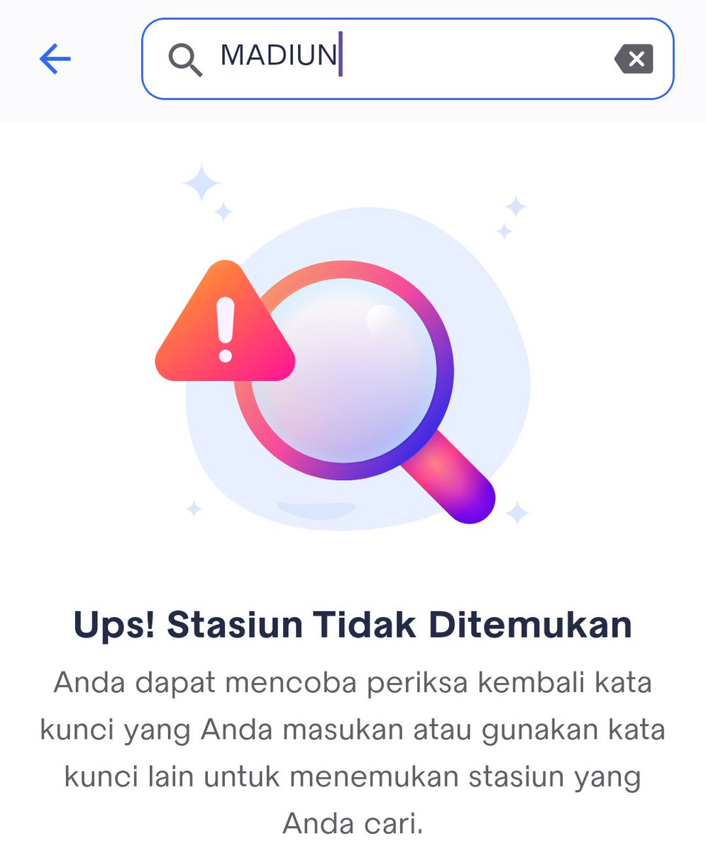 fajri_mn's tweet photo. @KAI121 Sudah dicoba. Opsi 'Madiun' tidak muncul. Kalau hanya pesan KA BIAS ke/ dari stasiun di Solo bisa. Ke Madiun nya yang tidak bisa. https://t.co/e7YNPqFzJv