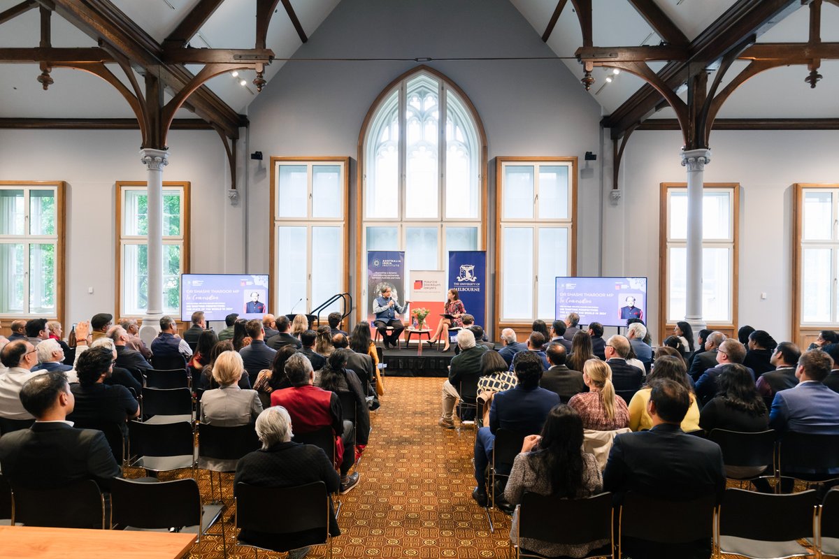 Indian MP, author and former international diplomat, Dr <a href="/ShashiTharoor/">Shashi Tharoor</a> MP captivated the audience today in conversation with CEO The Hon. <a href="/Lisa_Singh/">Lisa Singh</a> at the Old Quad at the University of Melbourne.
The in-depth conversation, 'Shifting Perspectives: The State of the World in 2024'