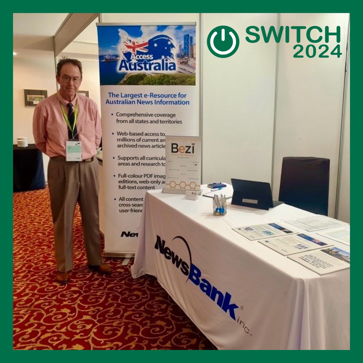 We are excited to exhibit on behalf of <a href="/NewsBank/">NewsBank, inc.</a> at the <a href="/nswpla/">NSW PLA</a> #SWITCH2024 conference in Coffs Harbour! 📰

To learn more about NewsBank’s e-resources, please visit Craig Pett at the booth + come along to our trade talk tomorrow (Thursday) lunchtime.

➡️ newsbank.com/regional/solut…