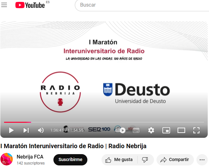 I Maratón Interuniversitario de Radio | Radio Nebrija youtube.com/live/smRkkiuSD… a través de <a href="/YouTube/">YouTube</a> 

Un gusto haber podido participar en la maratón de radio universitaria celebrada en Nebrija. Feliz centenario de la radio. Mila esker!
