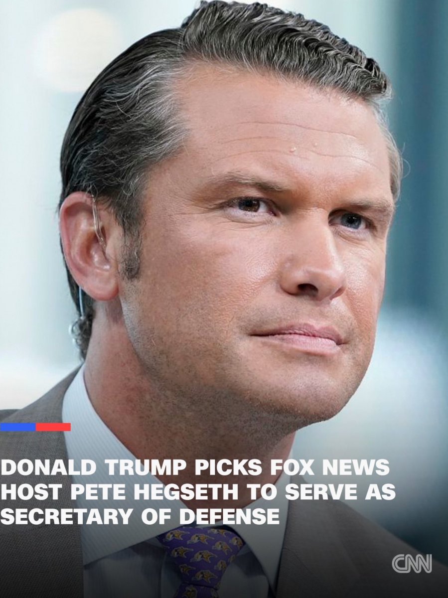 🤡🇺🇸 #Trump a nommé au poste de secrétaire de la défense un chroniqueur de la chaîne conservatrice Fox News.

Non, ce n’est pas une blague.

Pete #Hegseth est un ancien militaire sans experience en leadership militaire, qui a dit que « l’invasion de l’Ukraine ce n’est rien en