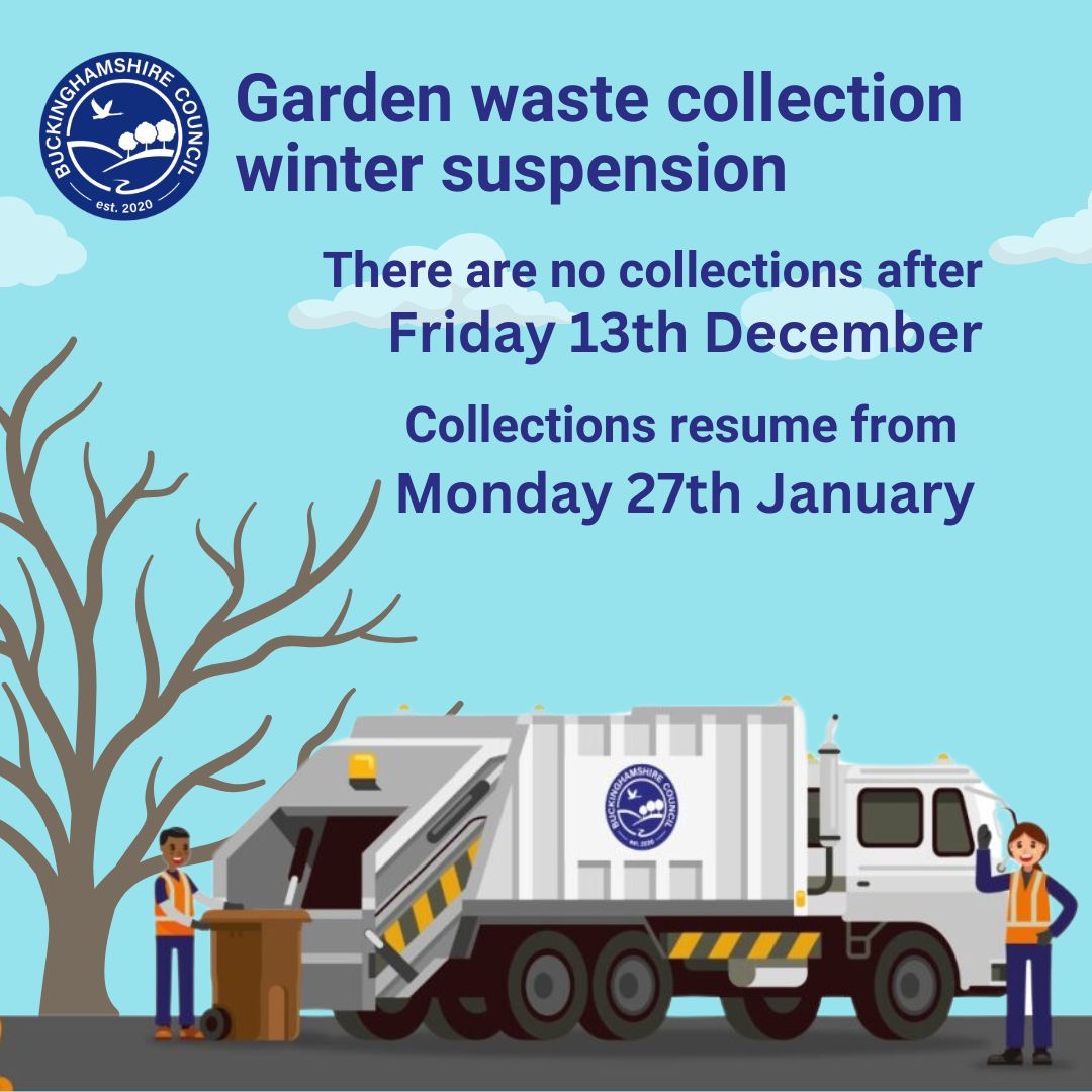 The garden waste collection service will be suspended for six weeks between Monday 16 December 2024 and Friday 24 January 2025 inclusive. Collections will resume from Monday 27 January (usual collection day applies).