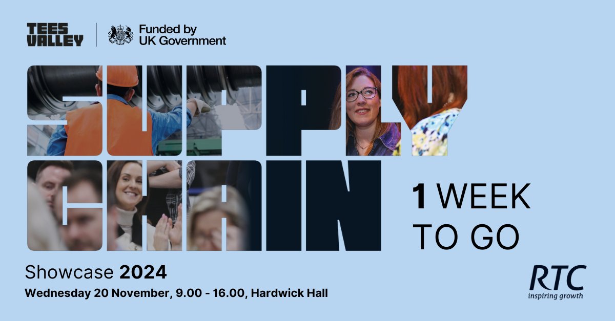 ONE WEEK TO GO! Join us with <a href="/RTCNorth/">RTC North</a> for Tees Valley Supply Chain Showcase 🔗

✔️ Meet 1:1 with large businesses to hear about work opportunities.

✔️ Hear from local SMEs who will talk about overcoming some of today’s supply chain challenges.

Book now: orlo.uk/0iUfQ