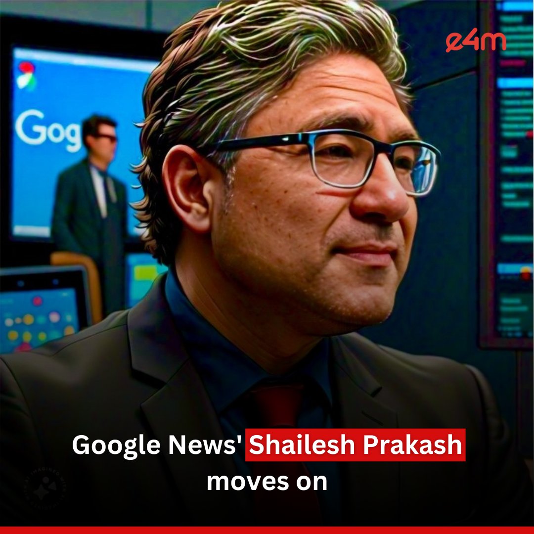 e4mtweets's tweet image. Google News' Shailesh Prakash moves on.

Shailesh Prakash was Vice President and General Manager of Google News.

Read more: exchange4media.com/people-movemen…

#ShaileshPrakash #GoogleNews #ExecutiveMoves #LeadershipChange #MediaIndustry #TechNews #CareerMove #IndustryUpdates