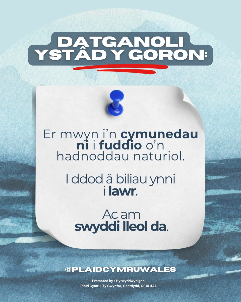 Roedd Llafur yn arfer cytuno â ni fod angen datganoli Ystâd y Goron werth £853m. Nawr maen nhw mewn llywodraeth, maen nhw'n gwadu'r cyfle yma i Gymru.

Bydd Plaid Cymru bob amser yn rhoi buddiannau Cymru'n gyntaf a mynnu pwerau a fyddai o fudd uniongyrchol i'n cymunedau. 🏴󠁧󠁢󠁷󠁬󠁳󠁿