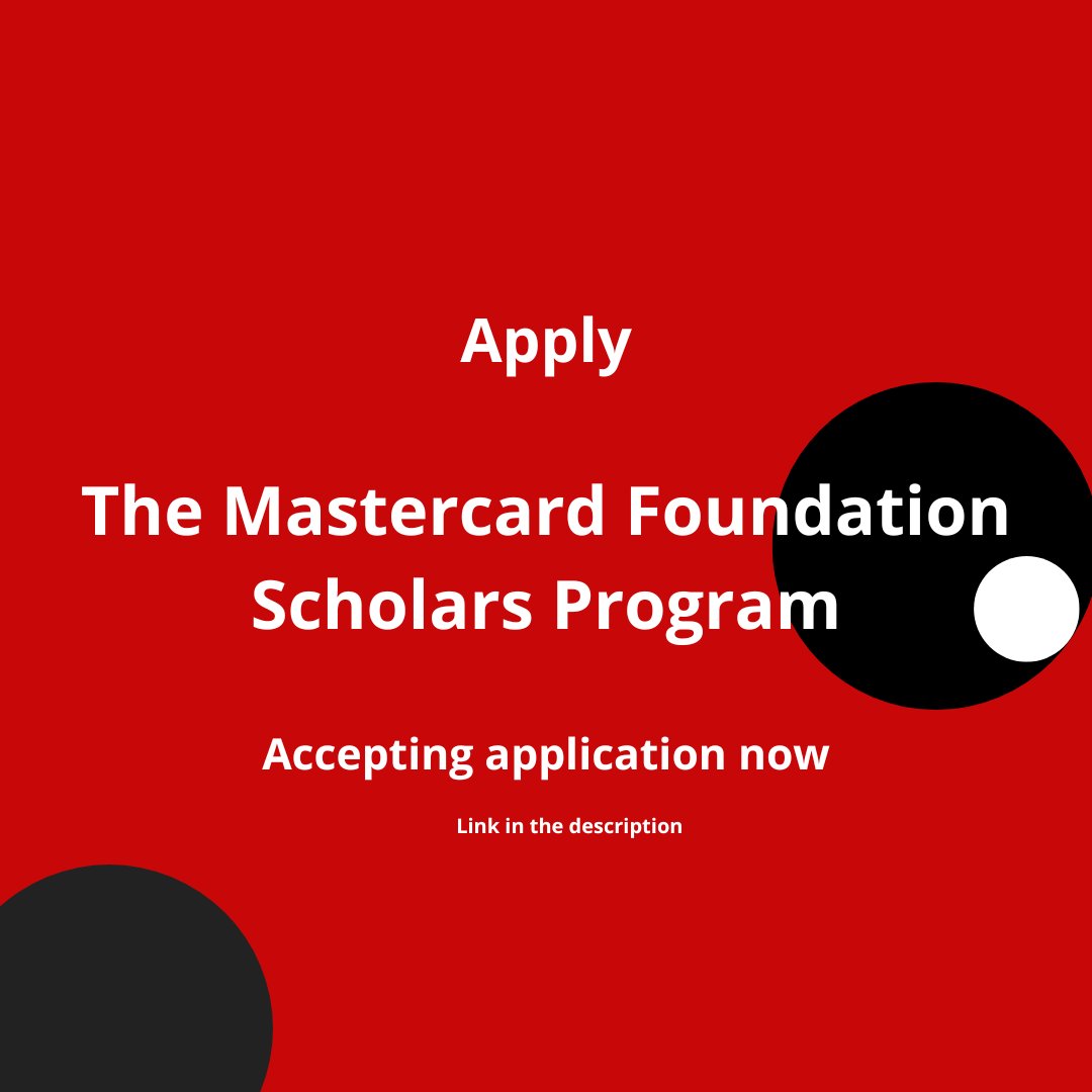Deadline approaching!

Apply through Mastercard Foundation partner institutions.

More information here: ow.ly/Qqm850U3EOG