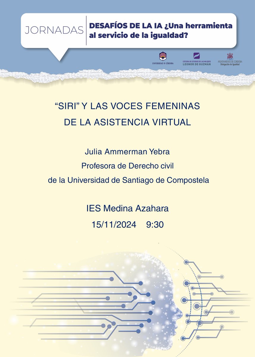 CatedraG's tweet photo. Comenzamos las jornadas en el @iesmedinazahara con @juliaammerman @igualdadayuntamientocordoba @CatedraG https://t.co/LDPsiKHpRO