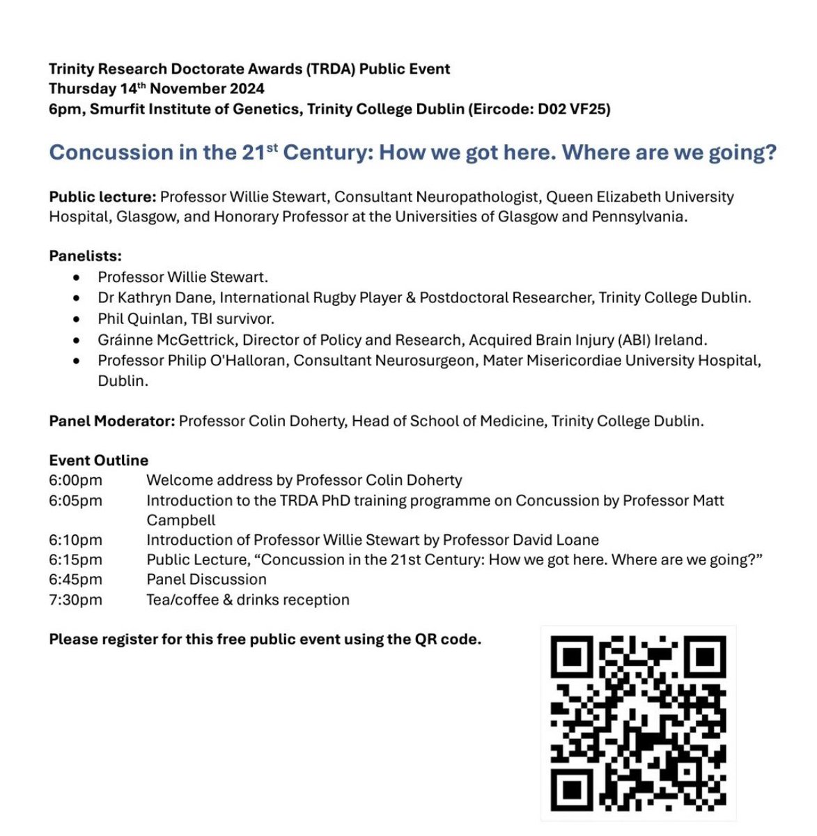 Phil O'Halloran (@philohalloran) on Twitter photo Should be an excellent discussion tomorrow evening. Thanks for the invite <a href="/davidjloane/">David Loane</a> <a href="/tcddublin/">Trinity College Dublin</a>
ti.to/genetics/concu…
<a href="/ABIIreland/">Acquired Brain Injury Ireland</a> <a href="/philquinlan/">Phil Quinlan✍️🌍📚⚽️🏉</a> <a href="/WillStewNeuro/">Dr Willie Stewart</a>
<a href="/MaterTrauma/">Mater Hospital Trauma</a> <a href="/Futureneuro_ie/">FutureNeuro Centre</a> <a href="/RCSI_Irl/">RCSI</a> <a href="/gaelicplayers/">GPA</a> <a href="/RugbyPlayersIRE/">RugbyPlayersIreland</a> <a href="/IMT_latest/">Irish Medical Times</a> <a href="/PFAIOfficial/">PFA Ireland</a> Should be an excellent discussion tomorrow evening. Thanks for the invite <a href="/davidjloane/">David Loane</a> <a href="/tcddublin/">Trinity College Dublin</a>
ti.to/genetics/concu…
<a href="/ABIIreland/">Acquired Brain Injury Ireland</a> <a href="/philquinlan/">Phil Quinlan✍️🌍📚⚽️🏉</a> <a href="/WillStewNeuro/">Dr Willie Stewart</a>
<a href="/MaterTrauma/">Mater Hospital Trauma</a> <a href="/Futureneuro_ie/">FutureNeuro Centre</a> <a href="/RCSI_Irl/">RCSI</a> <a href="/gaelicplayers/">GPA</a> <a href="/RugbyPlayersIRE/">RugbyPlayersIreland</a> <a href="/IMT_latest/">Irish Medical Times</a> <a href="/PFAIOfficial/">PFA Ireland</a>