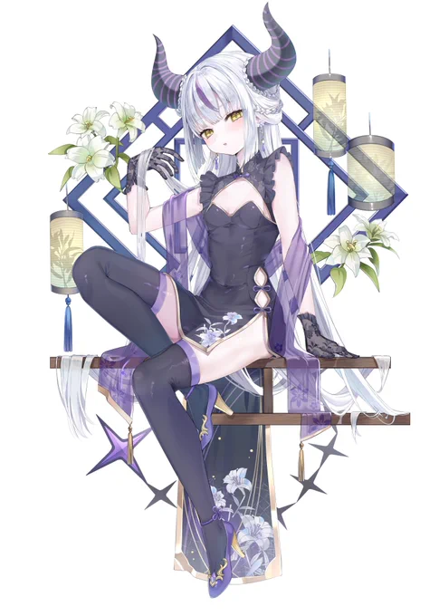 チャイナドレス風ラプ様#laplus_artdesu 