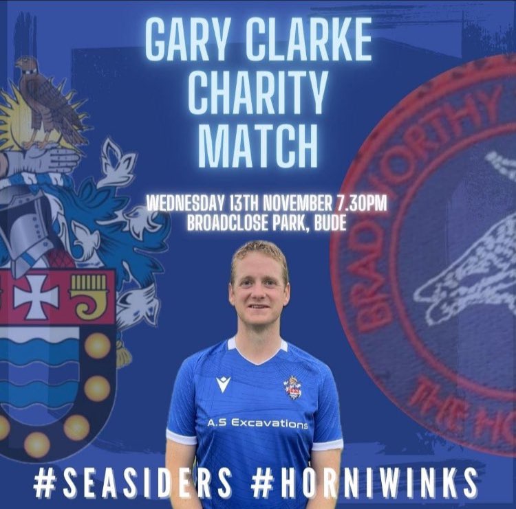 BudeFc's tweet photo. Match Day 💙⚽️

This evening we welcome @Horniwinks legends to Broadclose for Gary Clarkes Charity match.

Gates open at 6pm

Food and drinks available 

£5 entry (cash preferred)

Thank you to everyone who have helped organise, donated and given their time 🙌

@swpleague https://t.co/446kMZDhnl