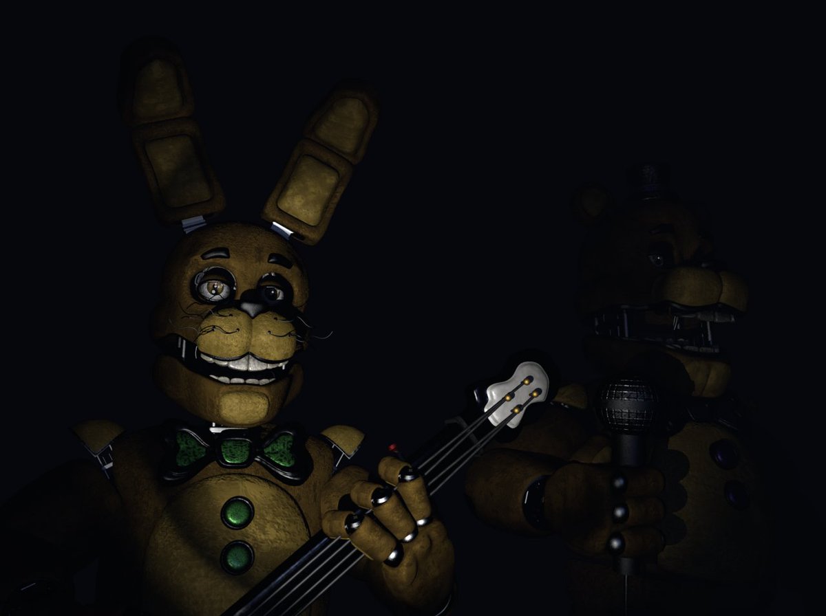 TheRedyTGR's tweet photo. ICONIC DUO!!!
Stylized Fredbear &amp; Springbonnie
Made in Cinema 4D R23 
Models and Textures by me 
---- 
#FNAF #FNAFMovie #fanart #art #stylized #retex #Freddy #Bonnie #Chica #FNaF2 #3D #3dart #fanmade #art #fangame #ScottCawthon #Release #WIP https://t.co/Eq2dVAOQkB