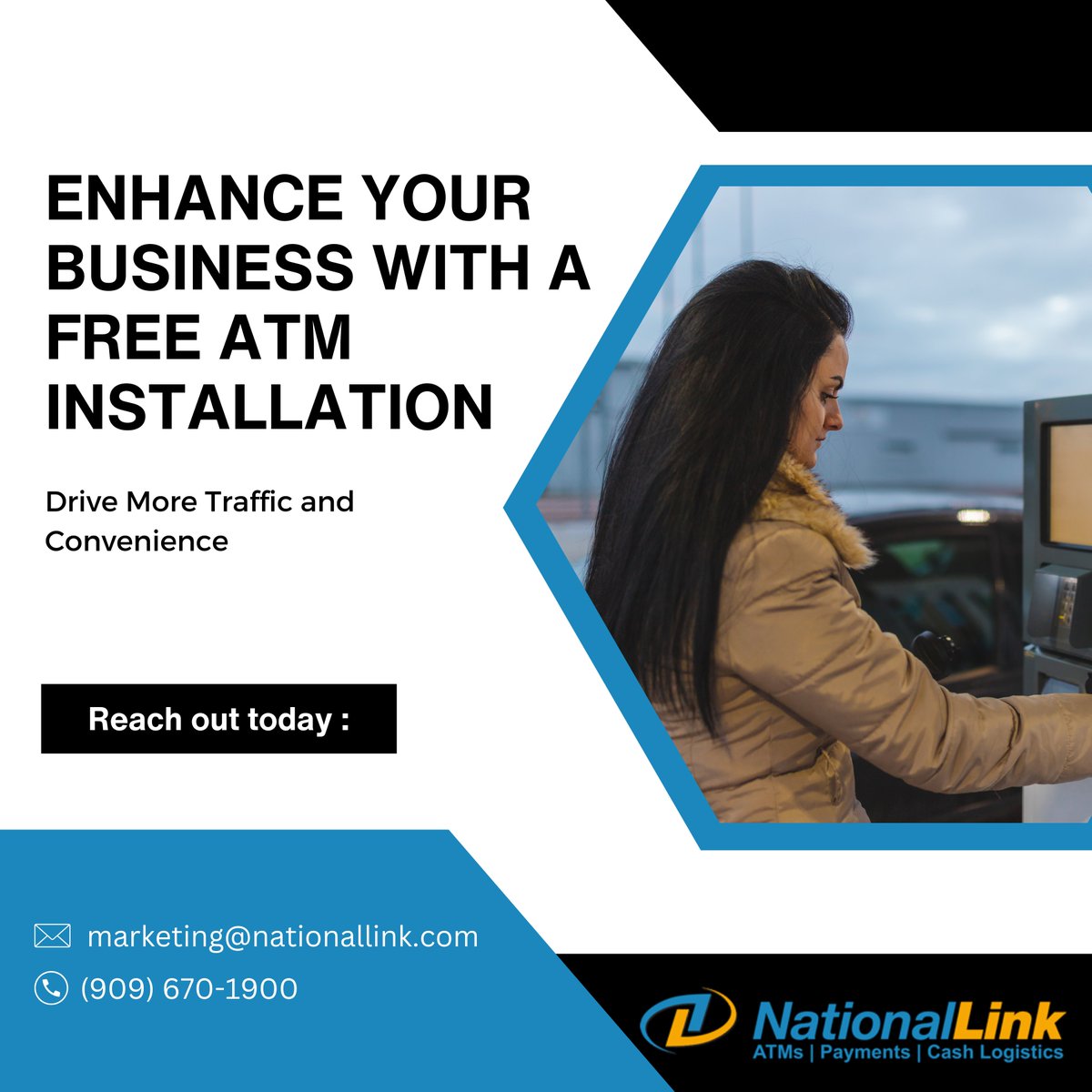 nationallink_X's tweet photo. Boost your business with a FREE ATM! Increase convenience, foot traffic, and customer loyalty—at no cost.

#ATM #ATMs #cashmachine #cash #convenience #atmforbusiness #atmlocation #atmnetwork #NationalLink #AmericanBusiness #USSmallBusiness #LocalBusiness #USA #ATMInstallation https://t.co/PqkmFxdjv0