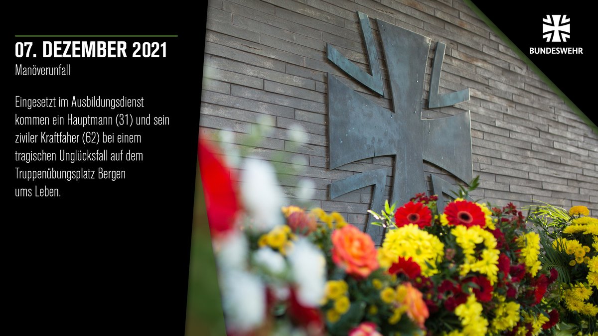 In #Erinnerung! Unsere Gedanken und unser Mitgefühl sind bei den Angehörigen, Freunden sowie Kameradinnen und Kameraden.
#DasHeerVergisstNicht #WIRSINDDASHEER