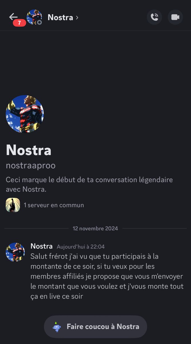 mikautadzinho's tweet image. 🚨À tout les membres du Discord de @NostraaPro, merci de faire attention à ce type de personne qui vous dm.

Ils se font passer pour lui, et demande de l’argent ( Nostra demandera jamais d’argent 💰).
Vrai compte de Nostra image 2.

Faites attention.
#TeamNostra
