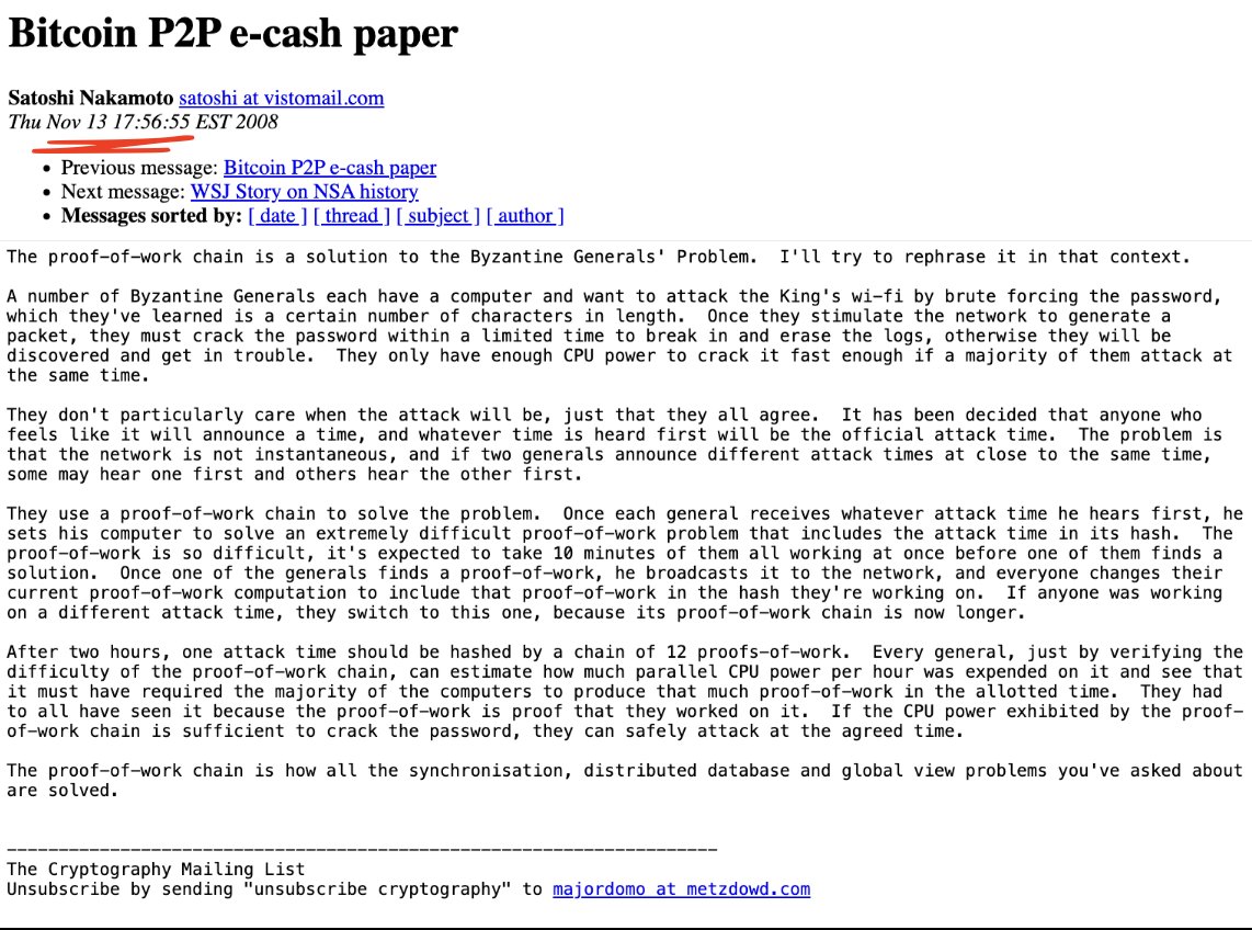 ✨ Satoshi Nakamoto explaining why #Bitcoin was a scientific breakthrough at $0, exactly 16 years ago 

One the greatest minds in history 🔥