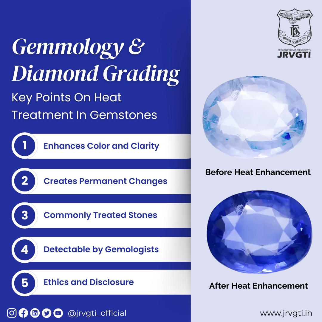 Jrvgti_official's tweet image. Heat treatment is a common practice in gemology used to enhance the color and clarity of gemstones. The Gemmology &amp;amp; Diamond Grading course at JRVGTI in Pune. 

For more details, contact us at - 02067656180, 02067656177 or 9225340963.

#gemology #diamondgrading #jrvgti #pune