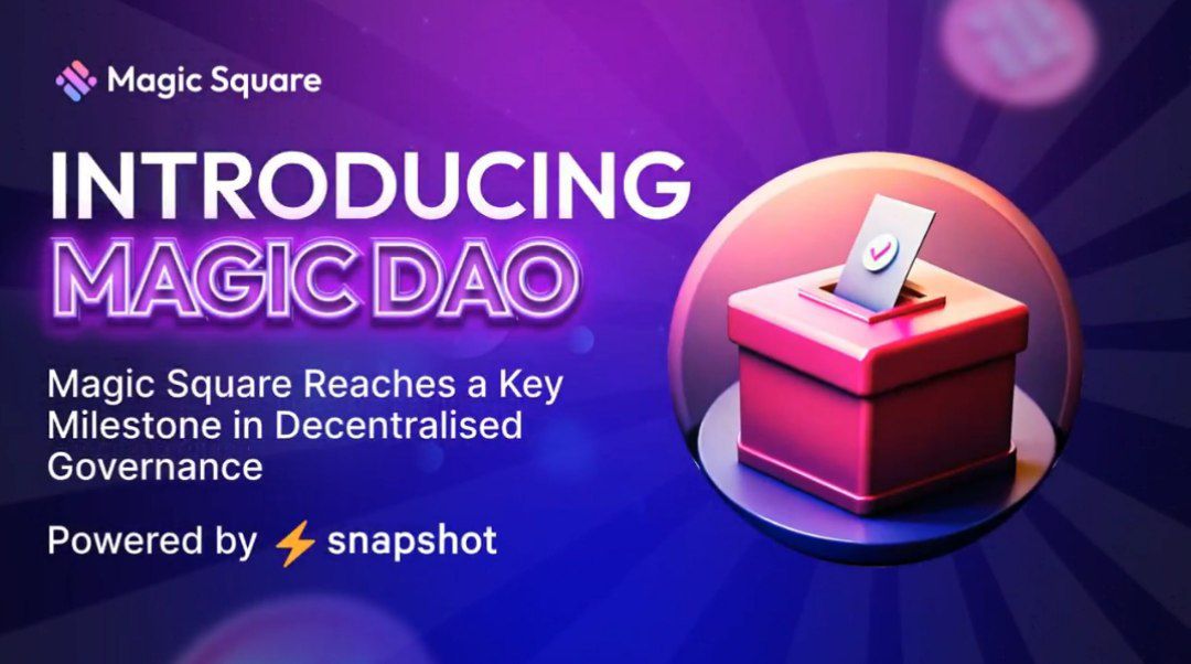 ARB_Universe's tweet photo. ✨ @MagicSquareio launches #MagicDAO, putting power in the hands of $SQR holders!

🧙  $SQR holders and stakers now have a direct say in shaping the future of #MagicSquare through voting and proposals.

🪄 Every decision made through Magic DAO will bring real value and utility to the ecosystem.

🔮 Magic DAO is built on community power, transparency, informed decision-making, and action-driven leadership.

📗 Prepare to vote on critical topics like tokenomics optimization, buyback and burn strategies, new revenue sources, and the future of @MagicStoreWeb3 and @MagicLaunchpad.
 
Join #MagicDAO and be a part of the next chapter of #MagicSquare! 

🔽 VISIT 
https://t.co/K3NxoIED54
#ARB_Universe