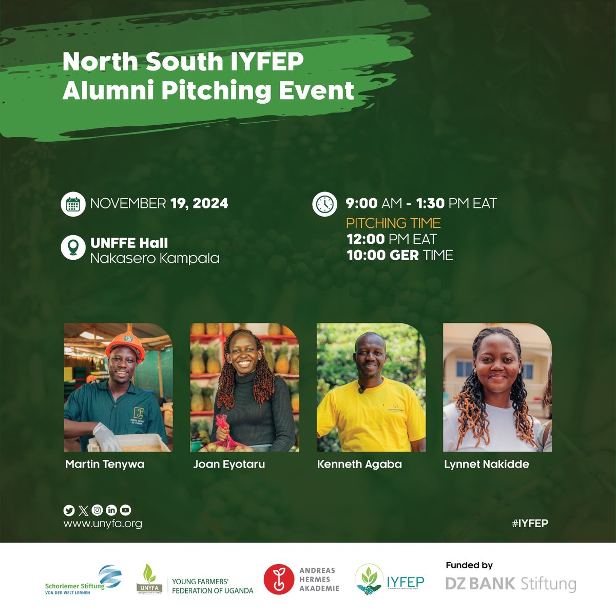 The Young Farmers Federation of Uganda (UNYFA)!! Invites to the North-South Pitch Event on 19th November 2024!!!