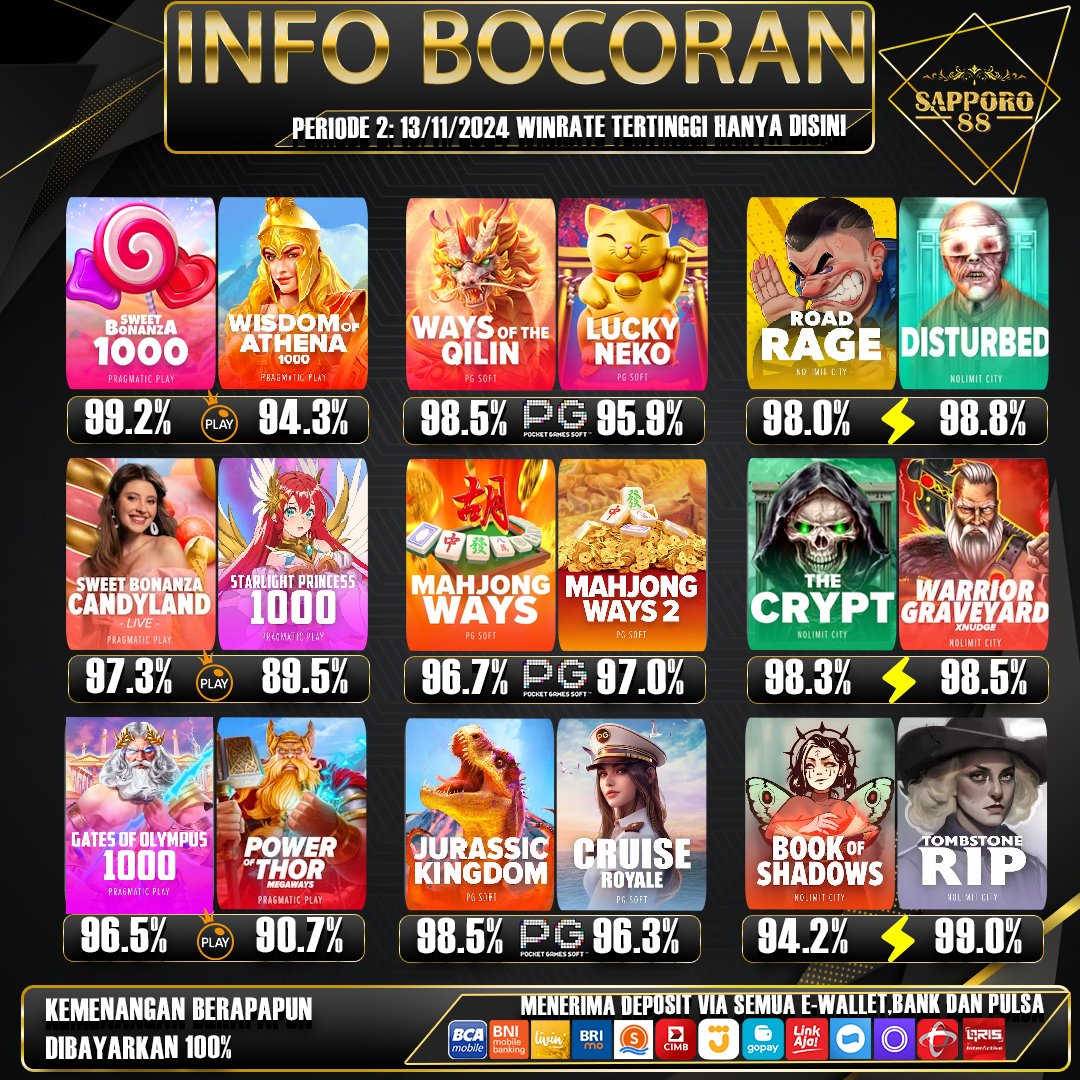 sapporo88_ofc's tweet photo. 🔥INFO UPDATE BOCORAN 3 PROVIDER GAME PILIHAN KAMI MALAM  INI BOSKU 🔥
Mainkan game nya, dan raih kemenangan nya bersama kami!

Untuk Info lebih lengkap update bocoran SAPPORO88, silahkan di cek di link dibawah ini ya bosku
BOCORAN SAPPORO88 :
https://t.co/yhbHlGIaEy

SAPPORO88 https://t.co/Iw104Fv7am