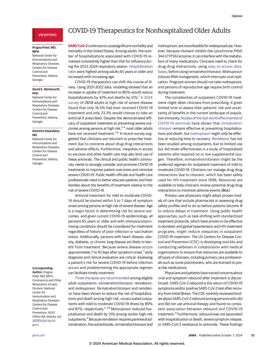COVID-19 antiviral uptake remains low among high-risk older adults. This Viewpoint explores barriers to prescription, including clinician concerns about drug-drug interactions (CYP3A inhibition with nirmatrelvir/ritonavir) and adverse events. ja.ma/3YQI4vo