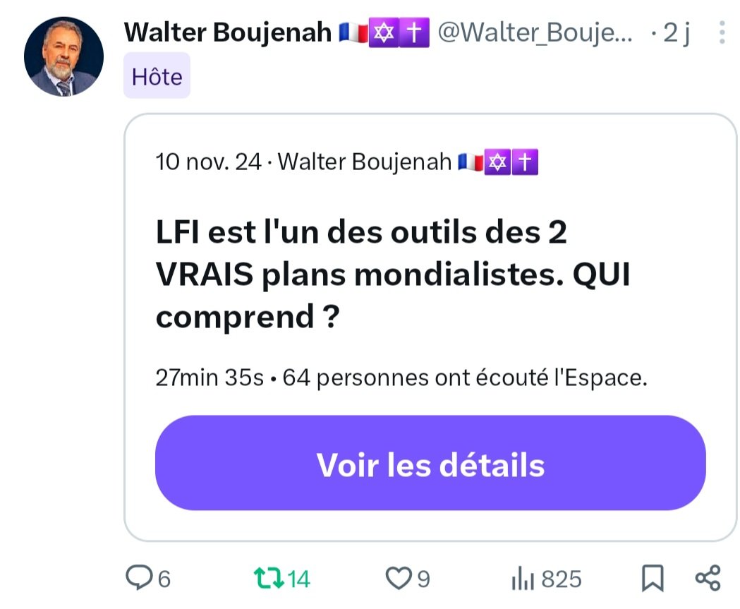 Walter_Boujenah's tweet photo. @EJLCitoyens @ZemmourEric @knafo_sarah @MLP_officiel @J_Bardella @MarionMarechal @eciotti @f_philippot @Reconquete_off @RNational_off @_LesPatriotes @partiudr @ID_Libertes @XFrance Avec #EJLSYST #EJLJUST #EJLPROG tous ces crasseux anti 🇲🇫✝️✡️🇮🇱 et @franceinsoumise n'existeraient même pas. Le prob est que c'est permis et facilité par #Les2PlansMondialistes connectés
☎️ https://t.co/NnZdzDn1sN
⬇️
https://t.co/0hsU2NNU7j https://t.co/uWsK4G467I