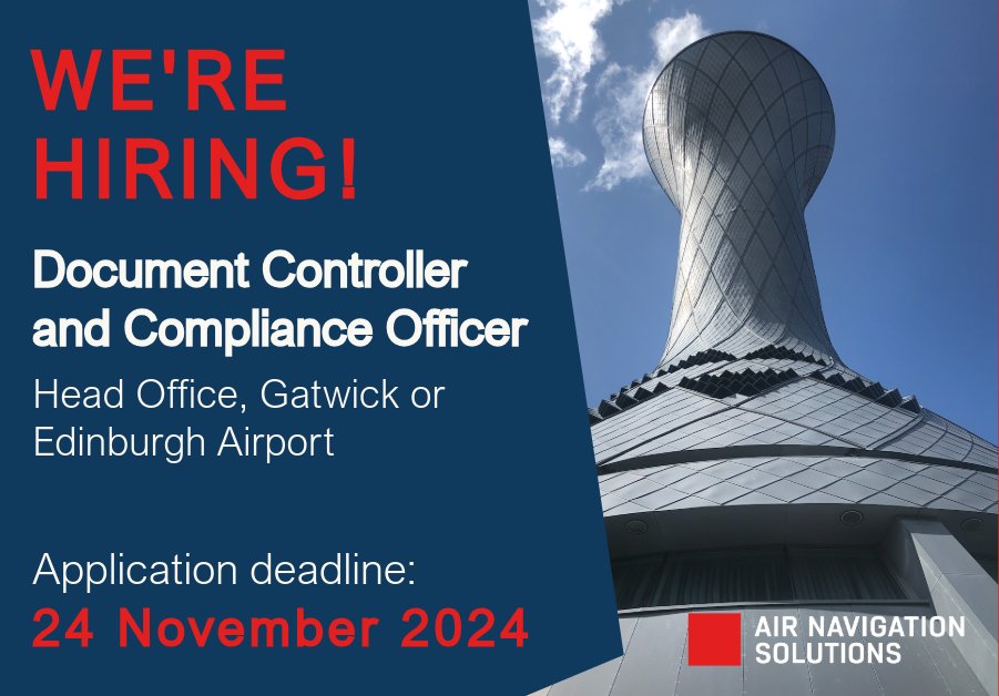 We are looking for a Document Controller and Compliance Officer (DCCO) to join our team.
For more information and to apply now ➡️ ans-atc.com/jobs/document-…
🗓️ Closing date: 24th November 2024
#Vacancy #Hiring #Apply #ATC #ATM