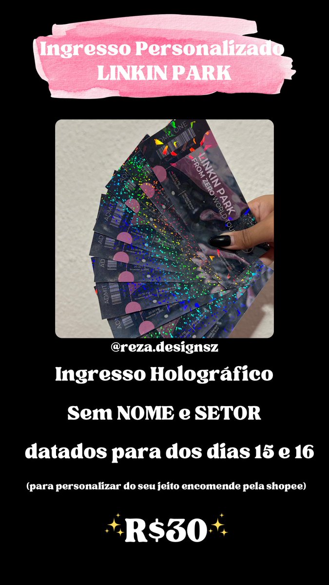 Msdurst's tweet image. LP já está em solo brasileiro e a gente já tá passando mal😭🥺

Dias 15 e 16 estarei vendendo ingressos personalizados, bottoms e adesivos na fila.

Quem quiser o ingresso personalizado com nome e setor, vou deixar o link da loja aqui em baixo 💖🤘🏽🖤✨

s.shopee.com.br/9A7NpWDh7n