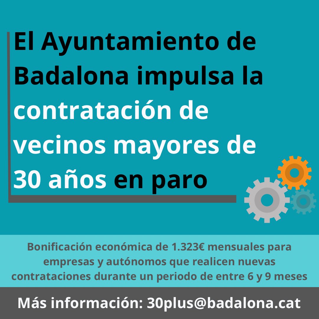 ✅ Impulsamos un programa para incentivar la contratación de vecinos de #Badalona mayores de 30 años que están en paro. La iniciativa bonifica a empresas y autónomos con 1.323€ mensuales por cada nueva contratación que realicen hasta el 1 de abril de 2025 y durante un periodo de