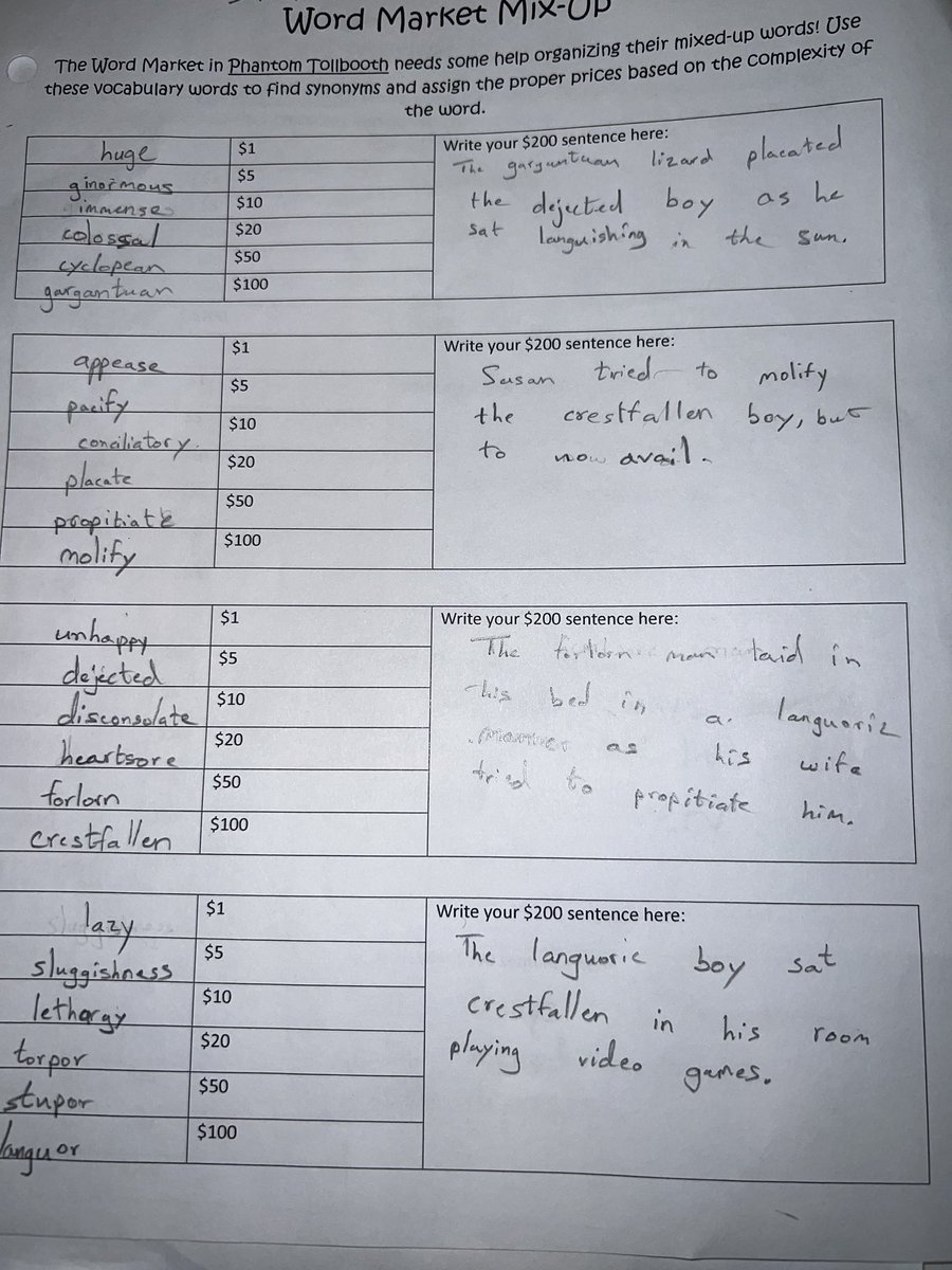 Henson’s Heroes (@mollychenson) on Twitter photo Word Market Mix-up in Phantom Tollbooth by <a href="/NortonJuster1/">Norton Juster</a>. These AC ELA fifthies helped organize the market by making $200 sentences using a thesaurus while enjoying alphabet cookies! #lovetothinkhere <a href="/CobbSchools/">Cobb County Schools</a> <a href="/CobbAlp/">Cobb ALP</a> <a href="/COBB_ELA/">Cobb ELA</a> <a href="/davistigers87/">Davis Elementary</a> <a href="/DrAshleyBeasley/">Ashley Beasley</a> <a href="/JennCarusone/">Jennifer Carusone</a> Word Market Mix-up in Phantom Tollbooth by <a href="/NortonJuster1/">Norton Juster</a>. These AC ELA fifthies helped organize the market by making $200 sentences using a thesaurus while enjoying alphabet cookies! #lovetothinkhere <a href="/CobbSchools/">Cobb County Schools</a> <a href="/CobbAlp/">Cobb ALP</a> <a href="/COBB_ELA/">Cobb ELA</a> <a href="/davistigers87/">Davis Elementary</a> <a href="/DrAshleyBeasley/">Ashley Beasley</a> <a href="/JennCarusone/">Jennifer Carusone</a>