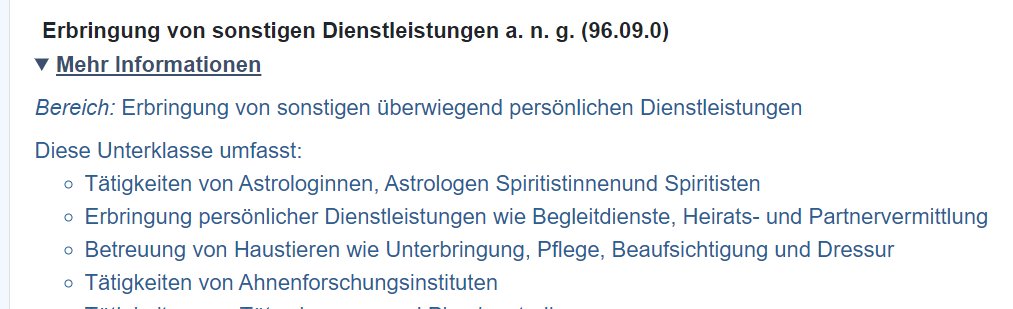 wie uncool fühlt man sich als Spiritist wenn man sein Gewerbe anmeldet und es gibt ne Unterklasse für dich die auch Betreuung von Haustieren umfasst