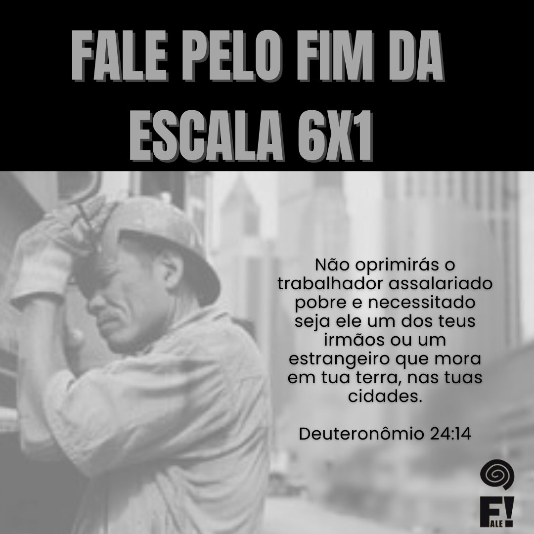 redefale's tweet photo. A @redefale está na luta a favor do #fimdaescala6X1!
Enquanto uma organização cristã, ecumênica e comprometida com a Justiça Social, entendemos que a ética social dos evangelhos exclui a ideia de que devamos ter uma rotina exaustiva de trabalho. https://t.co/uDIdmIFIz2